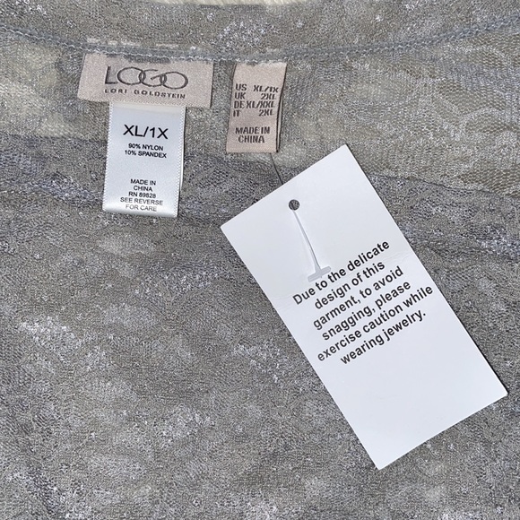 Logo by Lori Goldstein Lace Cover Up Top Chiffon Long sleeves size  XL/1X Rare - Picture 12 of 15